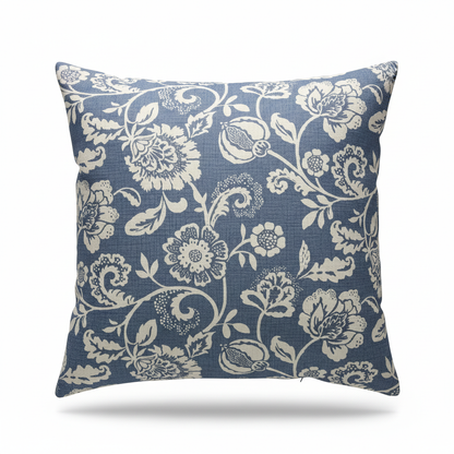 Eliza Tapestry Flowers Chambray Blue Cushion Cover