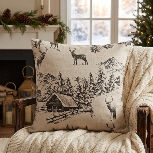Winter Woodland Stag Christmas Cushion Cover