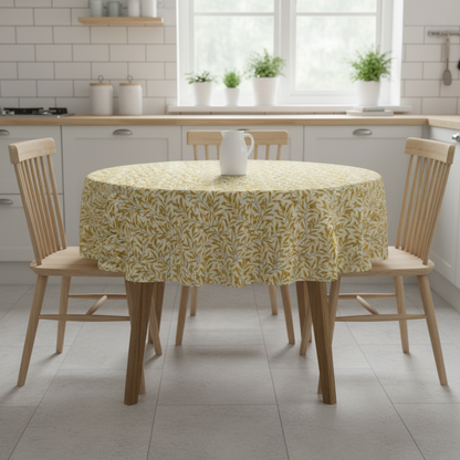 William Morris Willow Bough Ochre Yellow Tablecloth Round Oval Rectangle Available In Many Sizes
