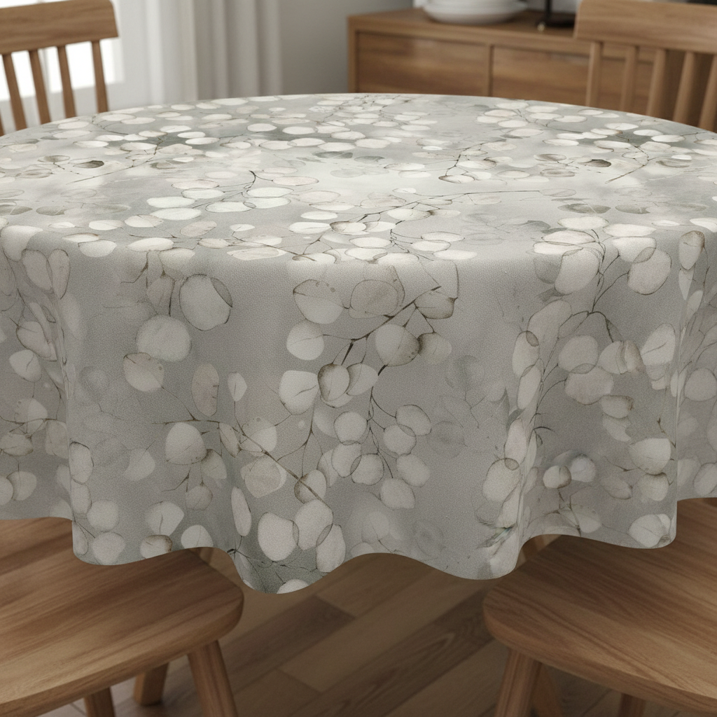 Tischdecke „Graue skandinavische Blätter“ von Lunaria