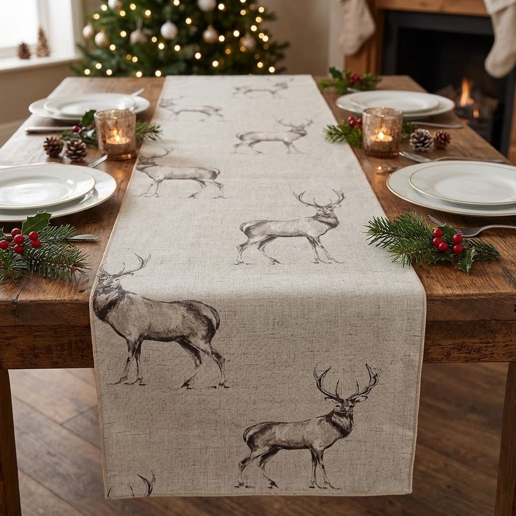 Glencoe Stags Christmas Table Runner & Napkins
