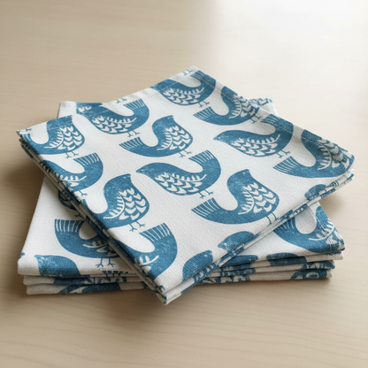 Tischläufer ILiv Capri Blau Beige Scandi Birds 36" 48" 54" 60" 64" 72" 84" 96" 104" Design Leinen 100% Baumwolle