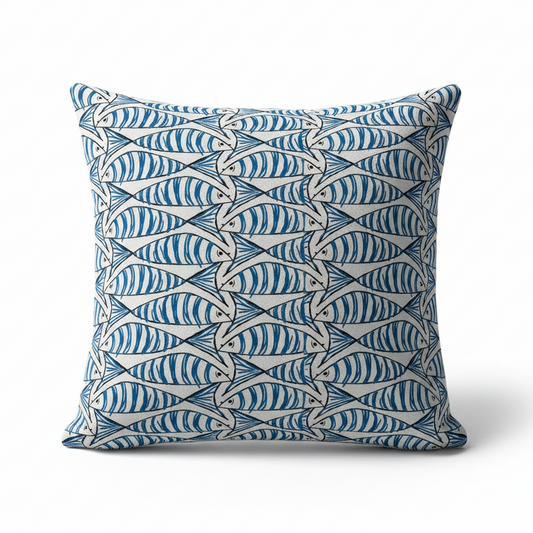 Cornish Sardines Sprats Cushion Cover , Seaside Fish Nautical