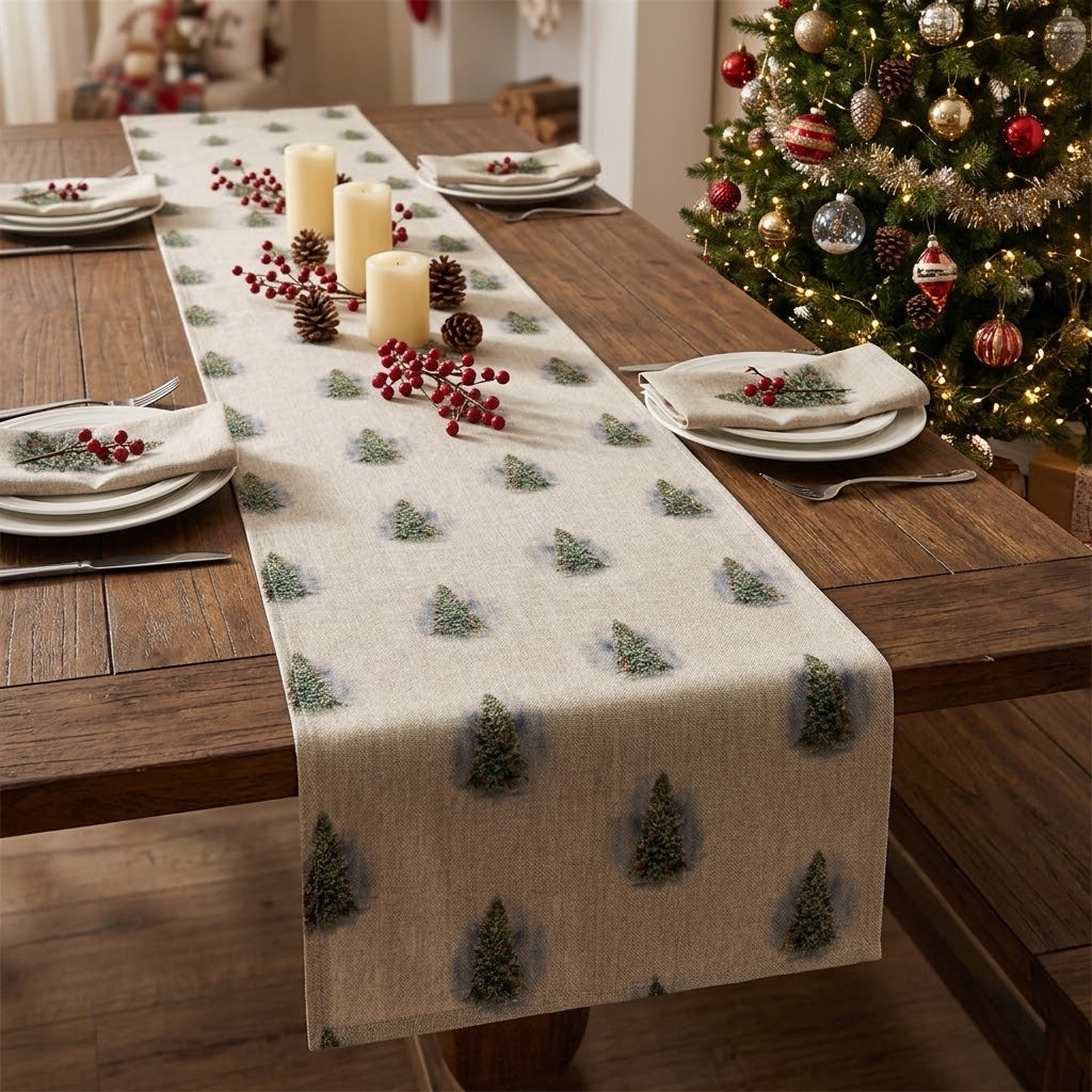 Luxuriöser Tischläufer mit Weihnachtsbaummotiv, erhältlich in verschiedenen Längen