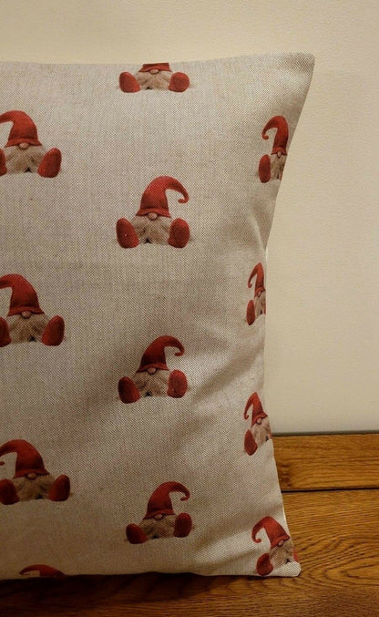 Christmas Cushion Cover , All Over Winter Gnome Elf Pillow cover , Pillow Sham , Gnome Cushion Cover 10" 12" 14" 16" 17" 18" 20" 22" 24" 26" - CushionCoverAndDecor