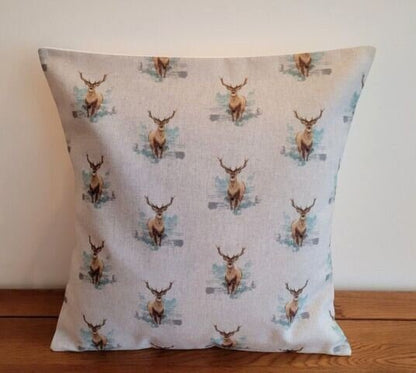 Christmas Cushion Cover , Highland Stag Pillow cover , Stag Pillow , Linen Look Cushion Cover UK 10" 12" 14" 16" 17" 18" 20" 22" 24" 26" - CushionCoverAndDecor