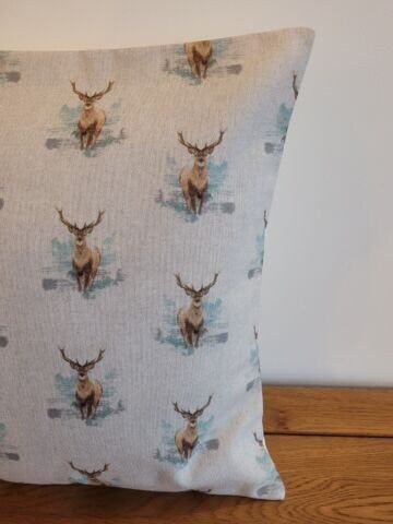 Christmas Cushion Cover , Highland Stag Pillow cover , Stag Pillow , Linen Look Cushion Cover UK 10" 12" 14" 16" 17" 18" 20" 22" 24" 26" - CushionCoverAndDecor