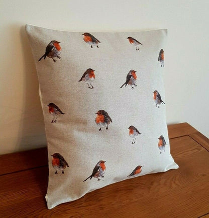 Christmas Cushion Cover , Robin Cushion Cover , Xmas Festive Cushion Cover , Robin Pillow Cover 10" 12" 14" 16" 17" 18" 20" 22" 24" 26" - CushionCoverAndDecor