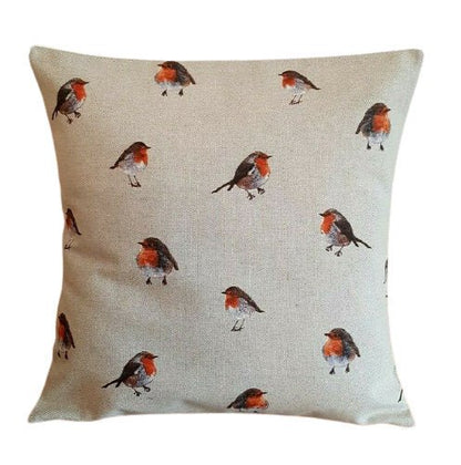 Christmas Cushion Cover , Robin Cushion Cover , Xmas Festive Cushion Cover , Robin Pillow Cover 10" 12" 14" 16" 17" 18" 20" 22" 24" 26" - CushionCoverAndDecor