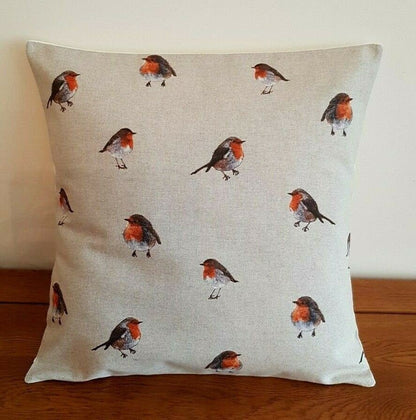 Christmas Cushion Cover , Robin Cushion Cover , Xmas Festive Cushion Cover , Robin Pillow Cover 10" 12" 14" 16" 17" 18" 20" 22" 24" 26" - CushionCoverAndDecor