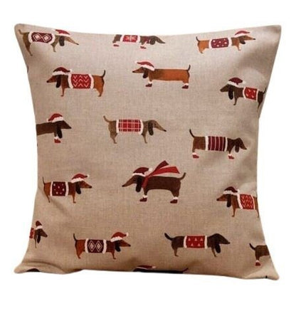 Christmas Cushion Cover Sausage Dog , Sausage Dog Pillow cover , Dogs Pillow , Cushion Cover UK 10" 12" 14" 16" 17" 18" 20" 22" 24" 26" - CushionCoverAndDecor