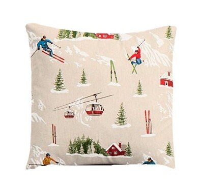 Christmas Cushion Cover , Skiing Landscape Pillow cover , Ski Pillow , Cushion Cover UK 10" 12" 14" 16" 17" 18" 20" 22" 24" 26" - CushionCoverAndDecor