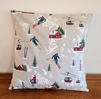 Christmas Cushion Cover , Skiing Landscape Pillow cover , Ski Pillow , Cushion Cover UK 10" 12" 14" 16" 17" 18" 20" 22" 24" 26" - CushionCoverAndDecor