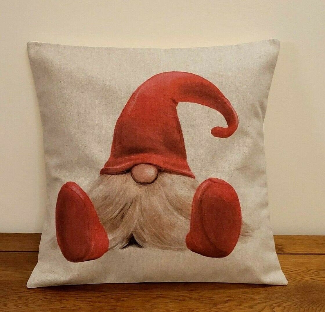 Christmas Cushion Cover , Winter Gnome Elf Pillow cover , Pillow Sham , 16" Cushion Cover , Christmas Home Decor - CushionCoverAndDecor