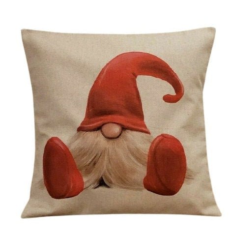 Christmas Cushion Cover , Winter Gnome Elf Pillow cover , Pillow Sham , 16" Cushion Cover , Christmas Home Decor - CushionCoverAndDecor