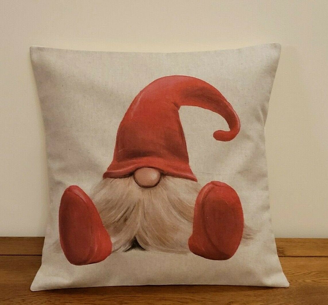 Christmas Cushion Cover , Winter Gnome Elf Pillow cover , Pillow Sham , 16" Cushion Cover , Christmas Home Decor - CushionCoverAndDecor