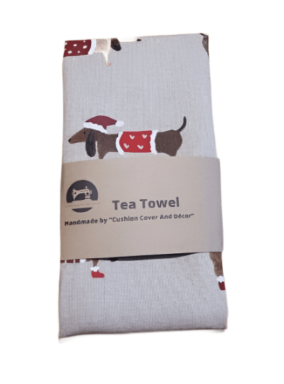 Christmas Dachshund Sausage Dog Tea Towels , Kitchen Towels . - CushionCoverAndDecor