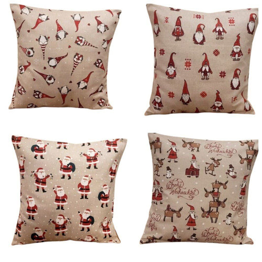 Christmas Gnome Santa Reindeer Cushion Cover - CushionCoverAndDecor