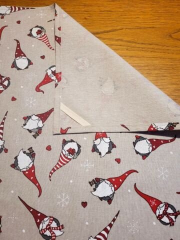 Christmas Gnome Tea Towel , Cotton Rich Linen Look Fabric - CushionCoverAndDecor