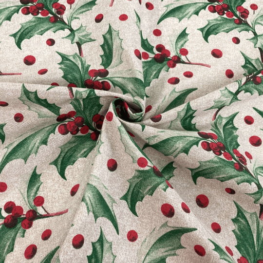 Christmas Holly & Berries Tablecloth Available In Many Sizes - CushionCoverAndDecor