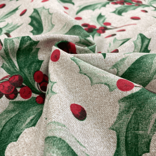 Christmas Holly & Berries Tablecloth Available In Many Sizes - CushionCoverAndDecor