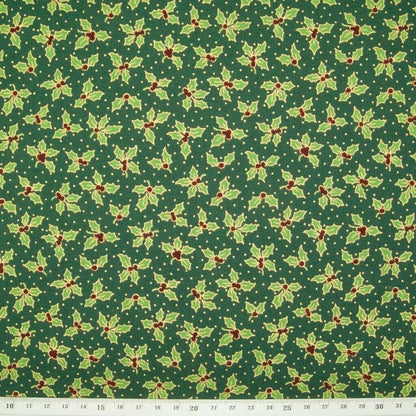 Christmas Holly Table Runner Red Green Cream 36" 48" 54" 60" 64" 72" 84" 96" 104" Handmade - CushionCoverAndDecor