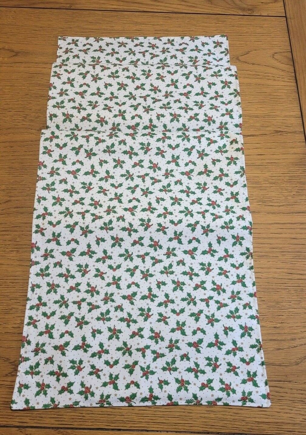 Christmas Holly Table Runner Red Green Cream 36" 48" 54" 60" 64" 72" 84" 96" 104" Handmade - CushionCoverAndDecor