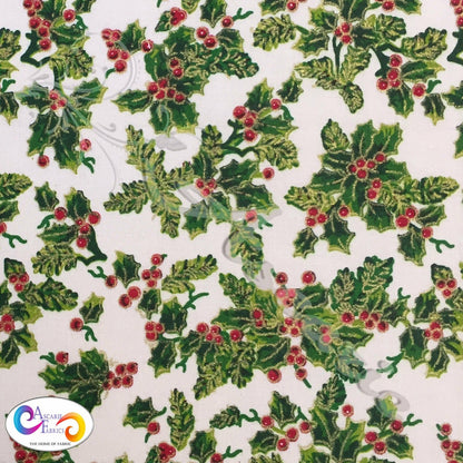 Christmas Napkins , Cloth Napkin , Christmas Tablecloth Green Red White Christmas Tree , Holly Design - CushionCoverAndDecor