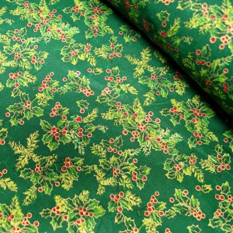 Christmas Napkins , Cloth Napkin , Christmas Tablecloth Green Red White Christmas Tree , Holly Design - CushionCoverAndDecor