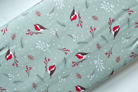 Christmas Robin Festive Sage Green Table Runner - CushionCoverAndDecor