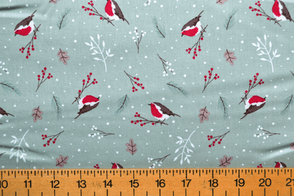 Christmas Robin Festive Sage Green Table Runner - CushionCoverAndDecor