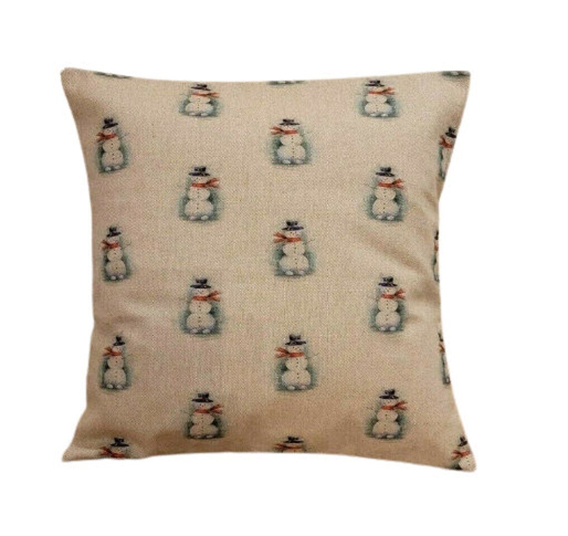 Christmas Snowman Cushion Cover - CushionCoverAndDecor