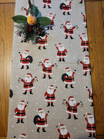 Christmas Table Runner Father Christmas Santa 36" 48" 54" 60" 64" 72" 84" 96" 104" Handmade - CushionCoverAndDecor