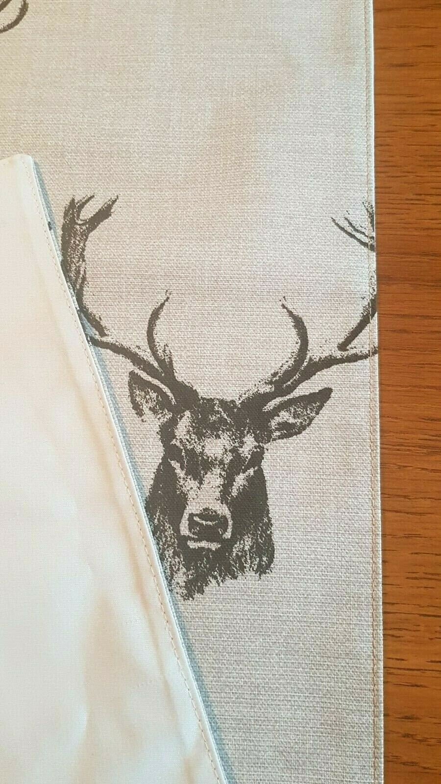 Christmas Table Runner Stags Head Rustic Taupe Background Design 36" 48" 54" 60" 64" 72" 84" 96" 104" Fryetts Handmade 100% Cotton - CushionCoverAndDecor