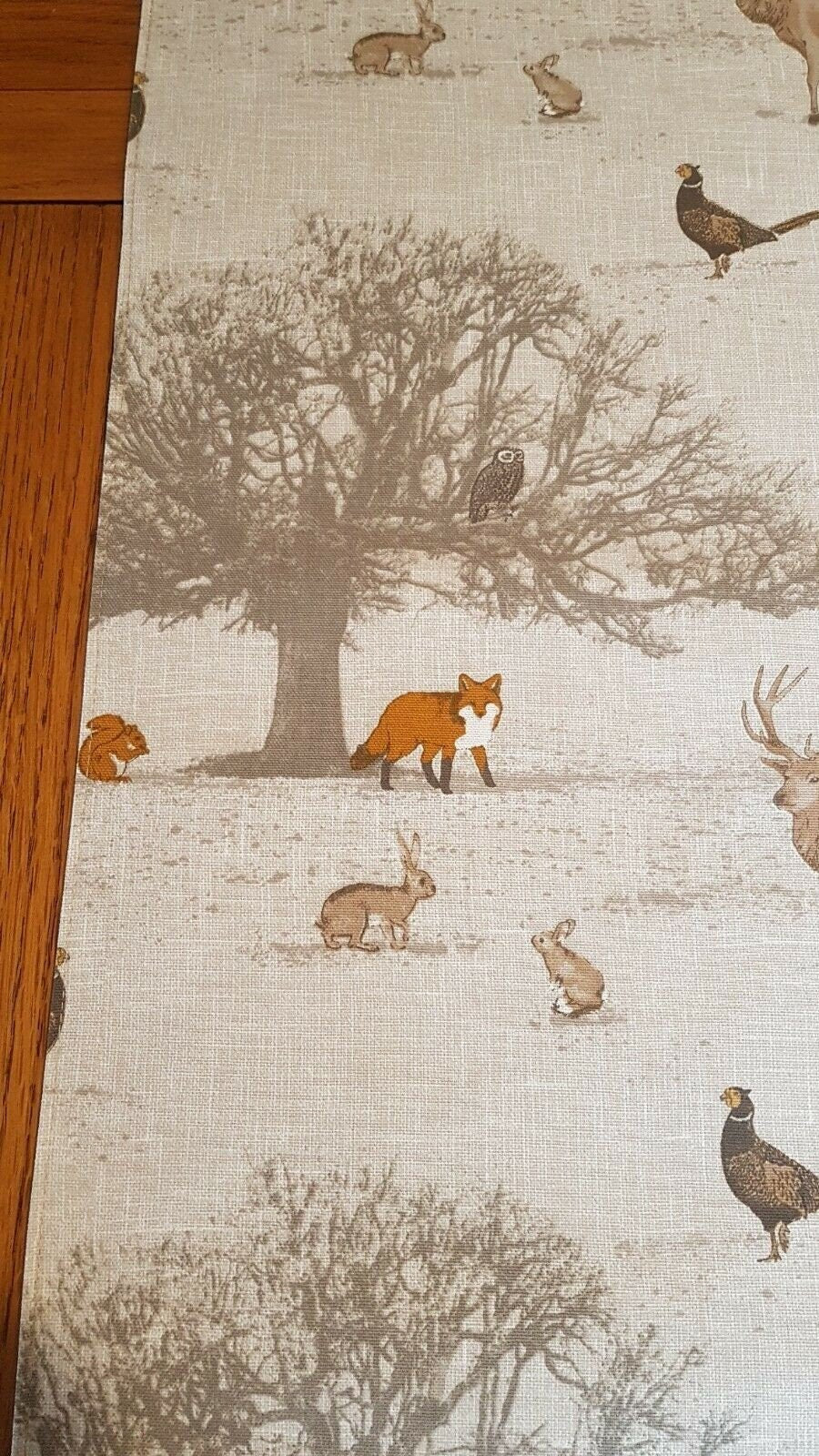 Christmas Table Runner Wildlife Tatton Autumn , Christmas Napkins Beige Grey Natural Orange Design 36" 48" 54" 60" 64" 72" 84" 96" 104" - CushionCoverAndDecor