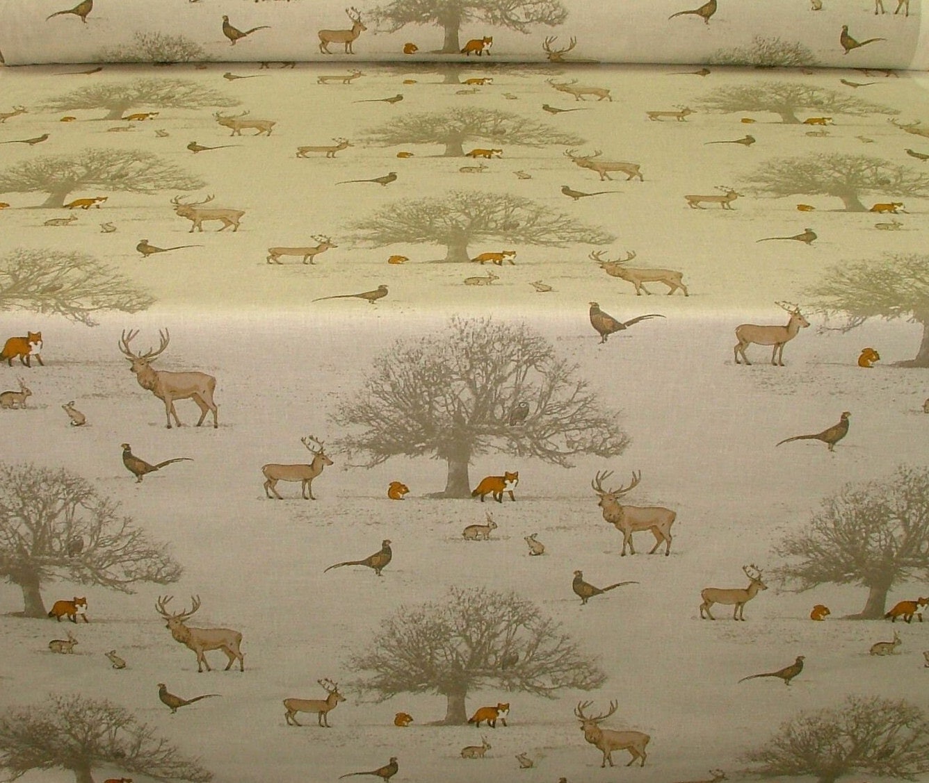 Christmas Tablecloth Tatton Autumn Wildlife , Christmas Napkins Beige Grey Orange Design 100% Cotton Handmade - CushionCoverAndDecor