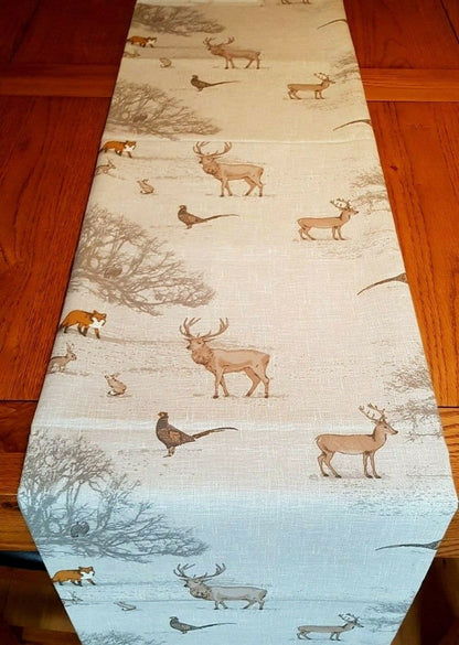 Christmas Tablecloth Tatton Autumn Wildlife , Christmas Napkins Beige Grey Orange Design 100% Cotton Handmade - CushionCoverAndDecor