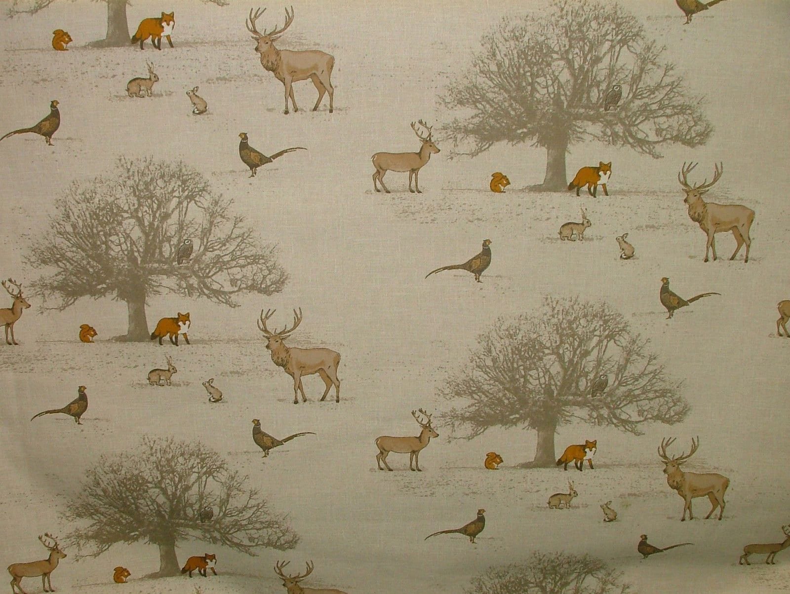 Christmas Tablecloth Tatton Autumn Wildlife , Christmas Napkins Beige Grey Orange Design 100% Cotton Handmade - CushionCoverAndDecor