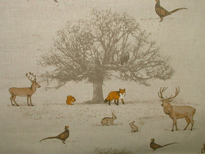 Christmas Tablecloth Tatton Autumn Wildlife , Christmas Napkins Beige Grey Orange Design 100% Cotton Handmade - CushionCoverAndDecor