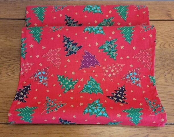 Christmas Tree Table Runner , Red Christmas Table Runner 36" 48" 54" 60" 64" 72" 84" 96" 104" - CushionCoverAndDecor