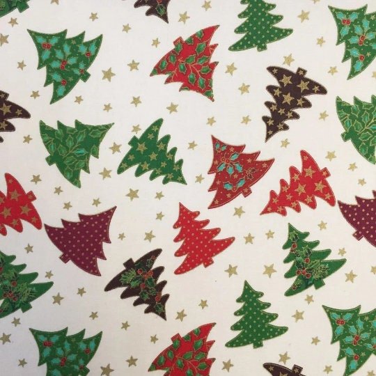 Christmas Trees Tablecloth , Christmas Festive Table Cover , Christmas Tree Napkins - CushionCoverAndDecor