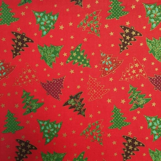 Christmas Trees Tablecloth , Red Festive Christmas Table Cover , Christmas Trees Napkins , Christmas Tablecloth UK - CushionCoverAndDecor