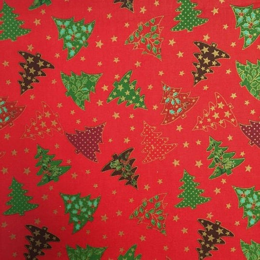 Christmas Trees Tablecloth , Red Festive Christmas Table Cover , Christmas Trees Napkins , Christmas Tablecloth UK - CushionCoverAndDecor