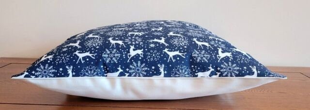 Christmas Woodland Cushion Cover , Reindeer Cushion Cover , Blue Snowflake Cushion Cover 10" 12" 14" 16" 17" 18" 20" 22" 24" 26" - CushionCoverAndDecor