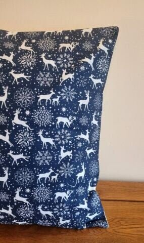 Christmas Woodland Cushion Cover , Reindeer Cushion Cover , Blue Snowflake Cushion Cover 10" 12" 14" 16" 17" 18" 20" 22" 24" 26" - CushionCoverAndDecor