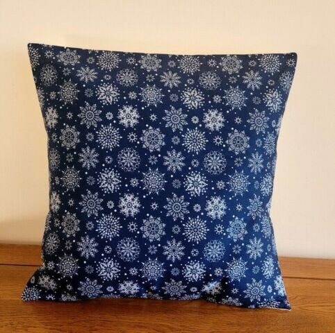 Christmas Woodland Cushion Cover , Reindeer Cushion Cover , Blue Snowflake Cushion Cover 10" 12" 14" 16" 17" 18" 20" 22" 24" 26" - CushionCoverAndDecor