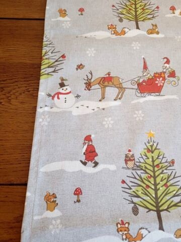 Christmas Woodland Table Runner , Grey Christmas Table Runner , Santa Sleigh Table Runner , Table Runner UK 54" 60" 64" 72" 84" 96" 104" - CushionCoverAndDecor