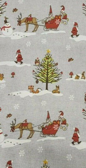 Christmas Woodland Table Runner , Grey Christmas Table Runner , Santa Sleigh Table Runner , Table Runner UK 54" 60" 64" 72" 84" 96" 104" - CushionCoverAndDecor