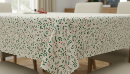 Tischdecke mit Weihnachtsmotiv (Mistelzweig & Beeren) in vielen Größen erhältlich
