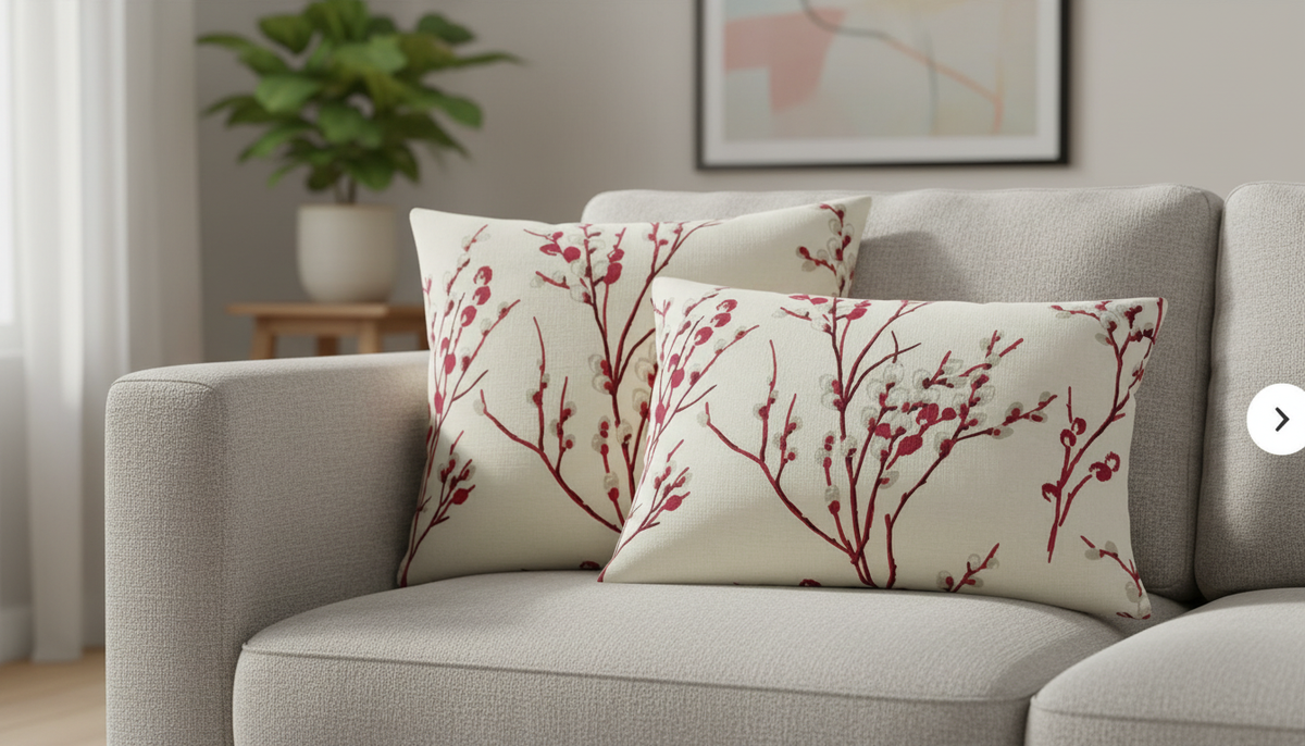 Laura Ashley Pussy Willow Cranberry Cushion Cover